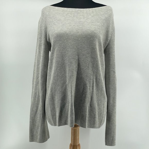 Aritzia Babaton Kitano Sweater Heathered linen wool blend cream grey sz m - Picture 7 of 11